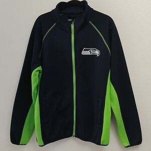 Mens Large NFL Seattle Seahawks Fleece Lined Full Zip Casual Jacket With Pockets